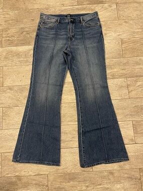 Express Dark Blue Flare Jeans with Front Seams